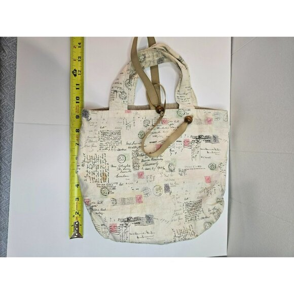 Fabric Textile Bag Handbag Postcard Print Handmade Straps Handle Medium Small - Picture 4 of 10